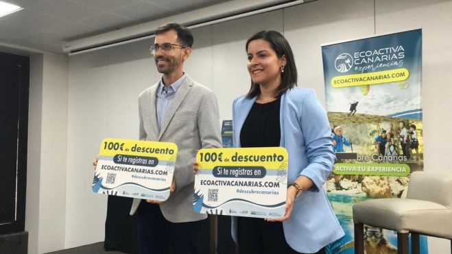 La consejera de Turismo del Gobierno de Canarias, Yaiza Castilla, junto a José Luis Echevarría, presidente de la Asociación Empresarial de Turismo Activo de Canarias./ La consejera de Turismo del Gobierno de Canarias, Yaiza Castilla, junto a José Luis Echevarría, presidente de la Asociación Empresarial de Turismo Activo de Canarias./