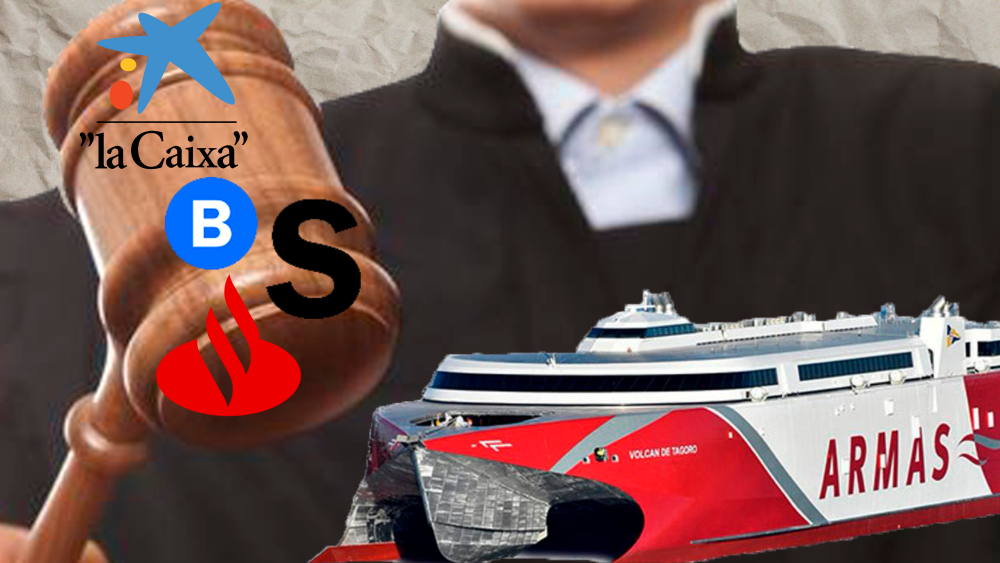 Sabadell, Caixabank y Santander: a juicio el acuerdo de reestructuración de Naviera Armas./ MONTAJE ATLÁNTICO HOY Sabadell, Caixabank y Santander: a juicio el acuerdo de reestructuración de Naviera Armas./ MONTAJE ATLÁNTICO HOY