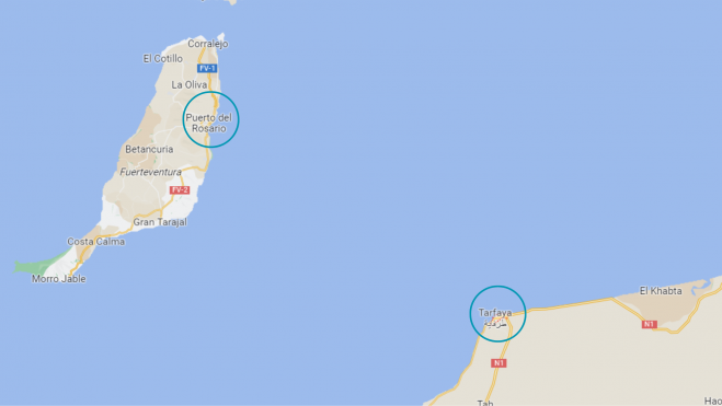 La reapertura de la línea marítima entre el puerto marroquí de Tarfaya y el canario de Puerto del Rosario vuelve a estar sobre la mesa / MAPS La reapertura de la línea marítima entre el puerto marroquí de Tarfaya y el canario de Puerto del Rosario vuelve a estar sobre la mesa / MAPS