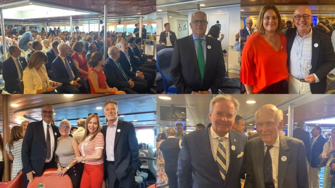 Casimiro Curbelo y la familia Olsen, entre los presentes en el 50 aniversario del Benchijigua. / ATLÁNTICO HOY