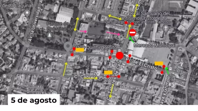 Plano del entorno de la plaza del Cristo con las modificación del tráfico / CEDIDA