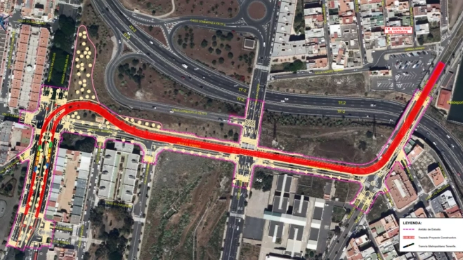 Trazado del proyecto de ampliación de la línea 2 del tranvía. DOCUMENTO AMBIENTAL