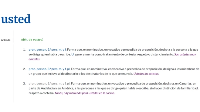 El usted. RAE El usted. RAE
