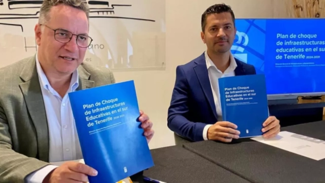 Poli Suárez junto a Iván González en la presentación del plan / GOBIERNO DE CANARIAS Poli Suárez junto a Iván González en la presentación del plan / GOBIERNO DE CANARIAS