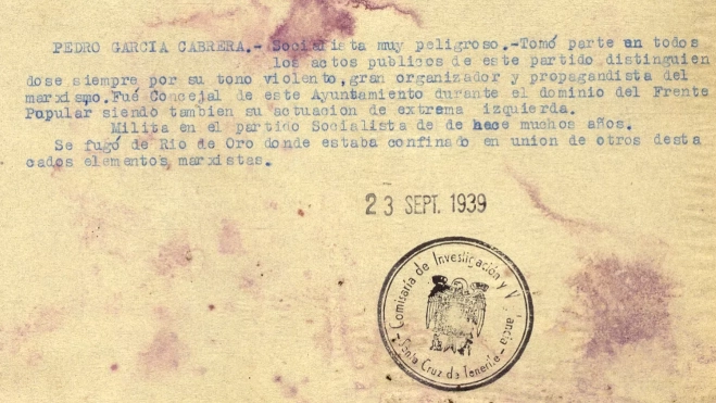 Expediente AHPLP Pedro García Cabrera informe policial Expediente AHPLP Pedro García Cabrera informe policial